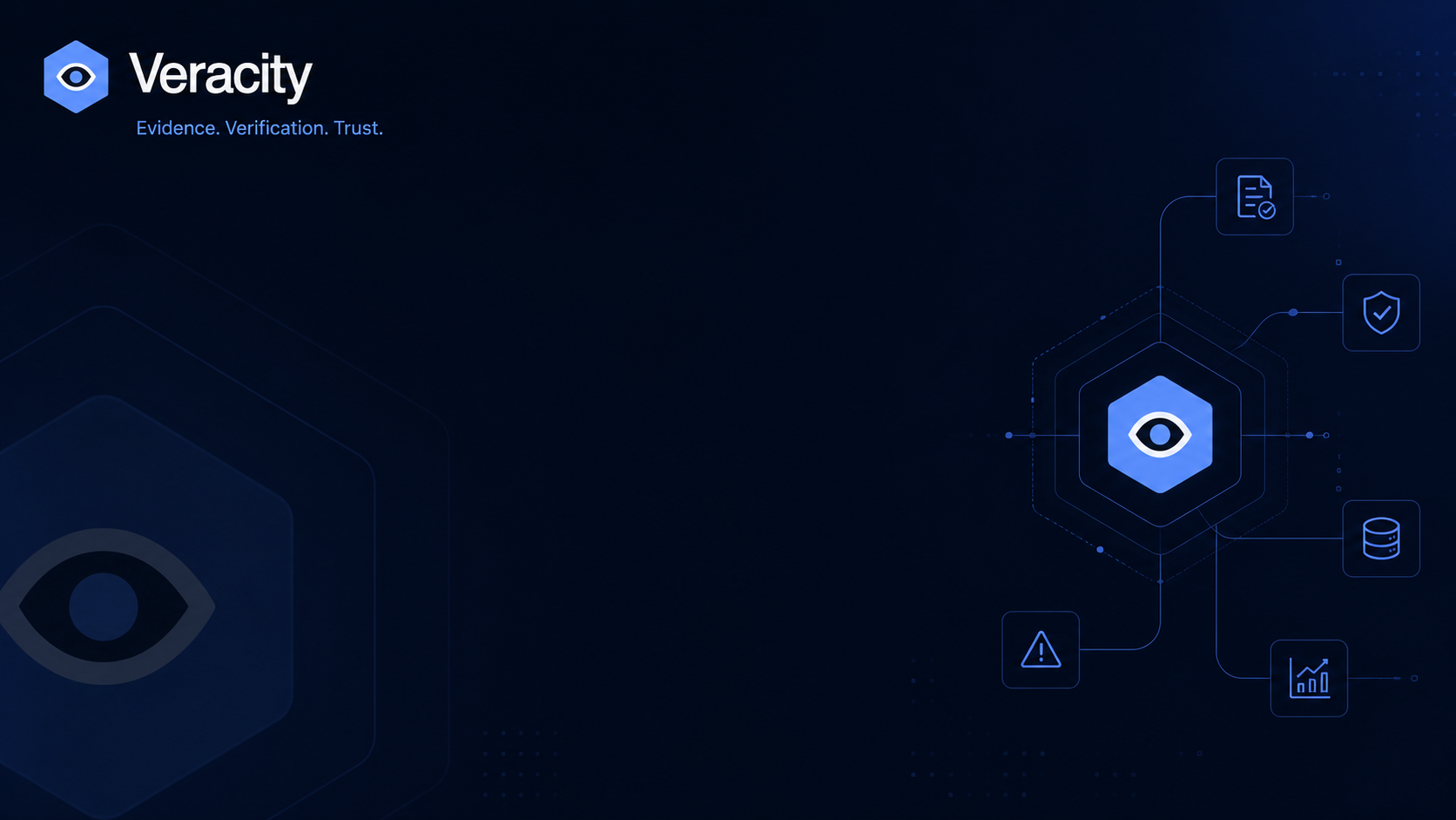 Illustrated verification interface connecting AI-generated work to evidence and review outcomes